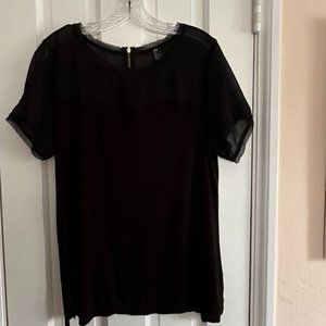 H & M Black Sheer detail tee